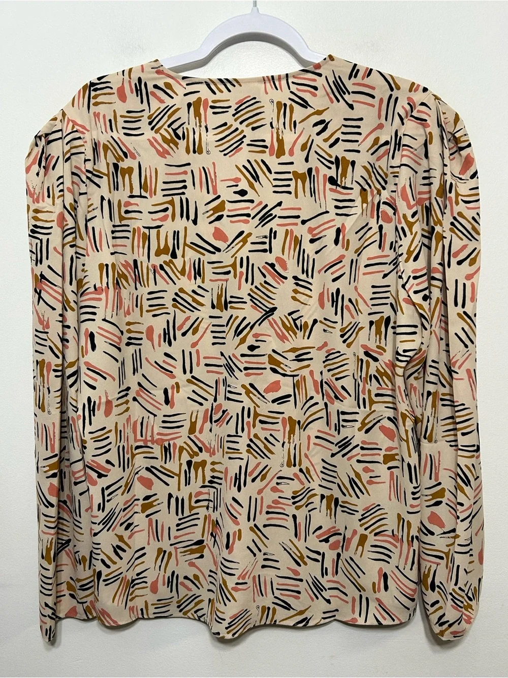 Cabi Marni Brushstroke Abstract Faux Wrap Crossover Blouse Womens Size XL
